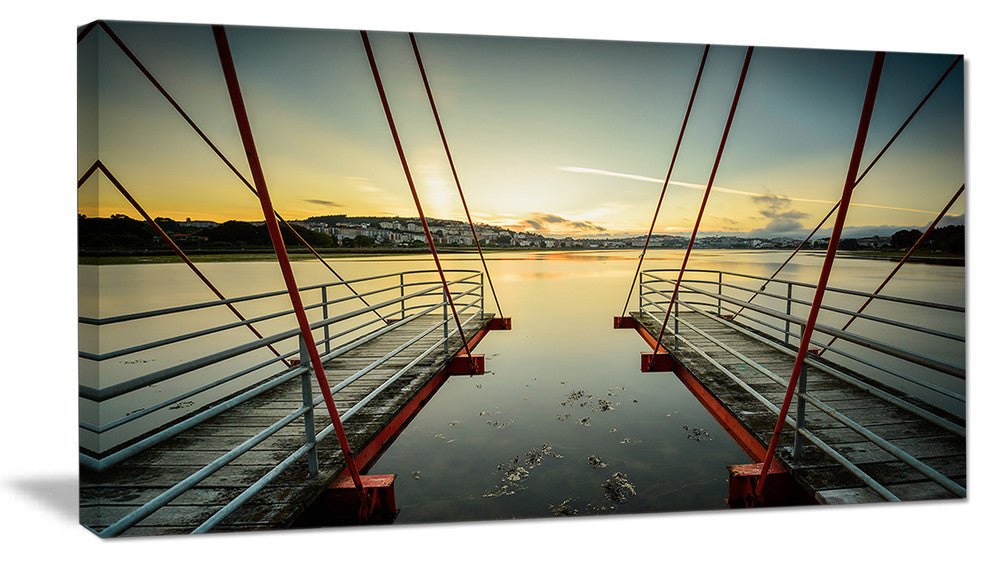 "Wooden Piers for Boats in Spain" Seashore Canvas Photo Print, 40"x20"