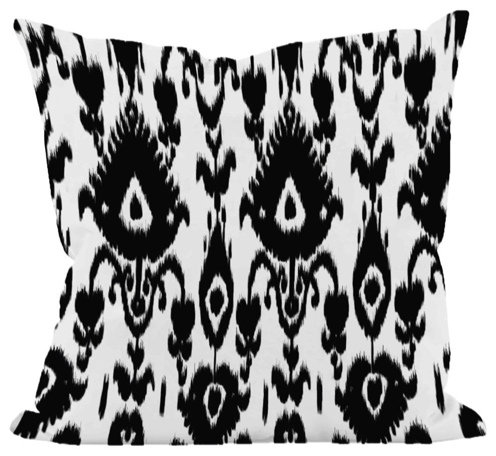 Ikat Decorative Pillow, Black, 26"x26"