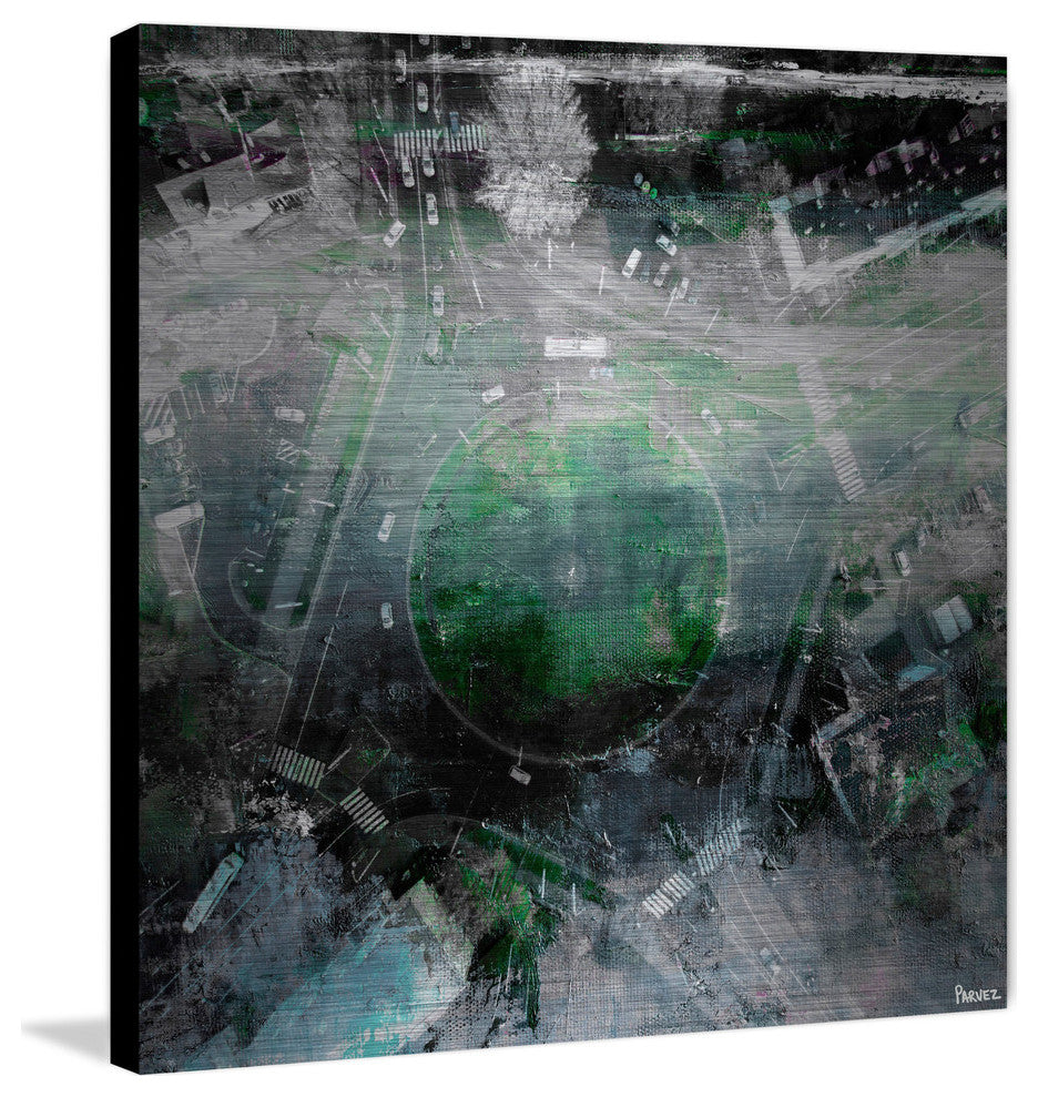 "Traffic Maze" Painting Print on Brushed Aluminum, 32"x32"