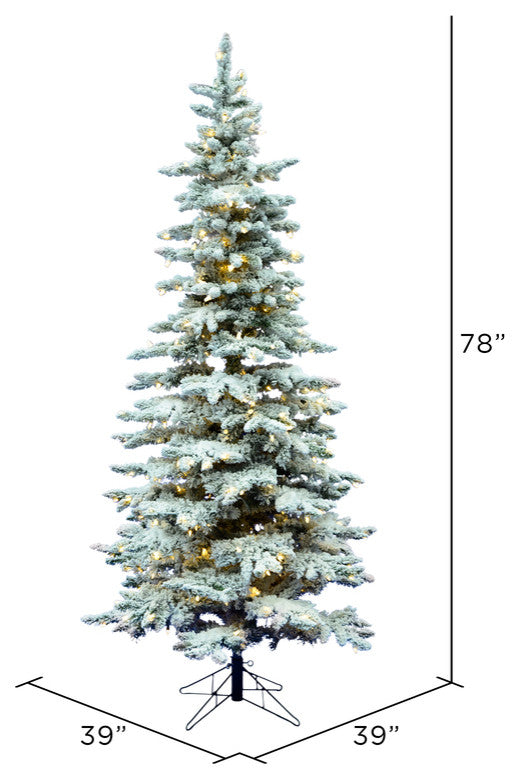 Vickerman Slim Flocked Utica Fir Tree, 39"x6.5', Warm White Led Lights