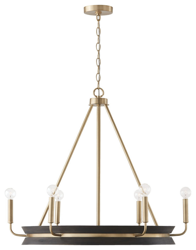 Capital Lighting Finn 6-Light Chandelier 447361KR Black Stain and Matte Brass
