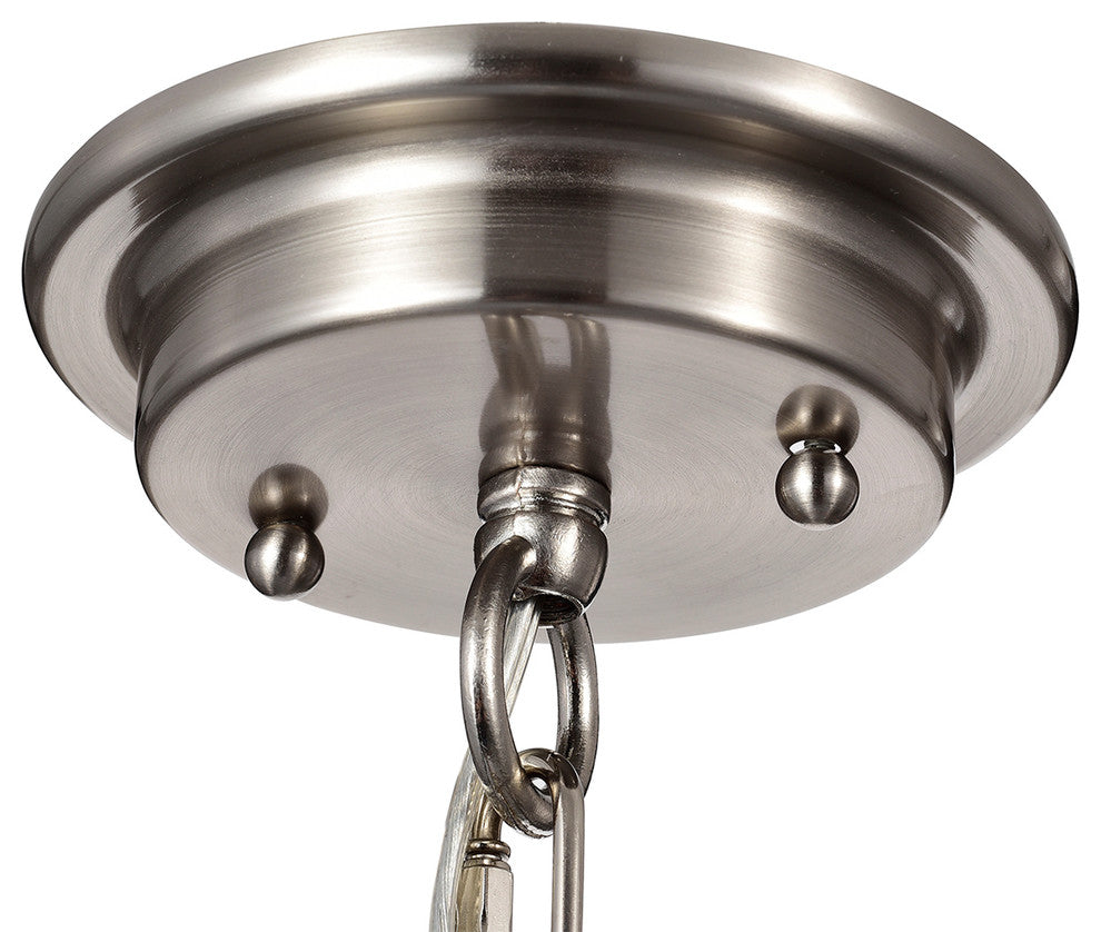 1-Light Brushed Nickel Inverted Jar Glass Shade Mini Pendant Ceiling Fixture