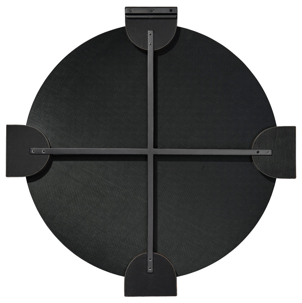 Quadrant Leather Round Wall Mirror