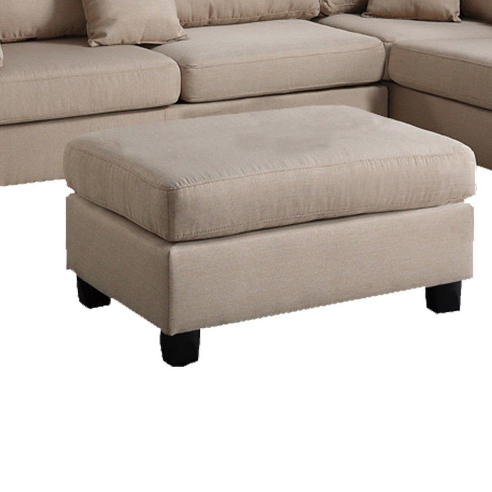 Benzara BM168774 Linen Fabric 3 Pieces Sectional, Sand Beige