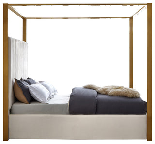 Jones Upholstered Bed, Cream, King, Velvet