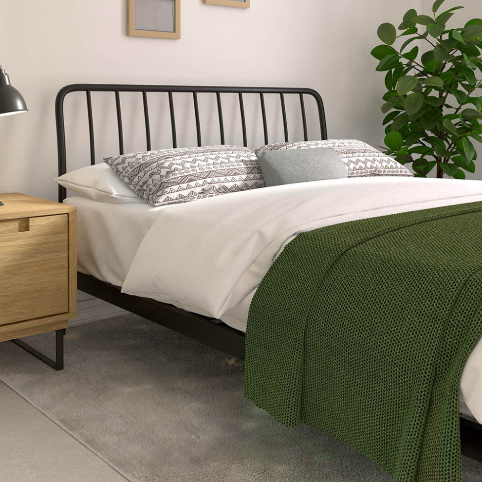 Kairosis Curved Metal Modern Queen Bed Frame by RST Brands, Black