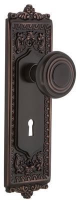 Egg & Dart Plate Interior Mortise Deco Door Knob, Timeless Bronze