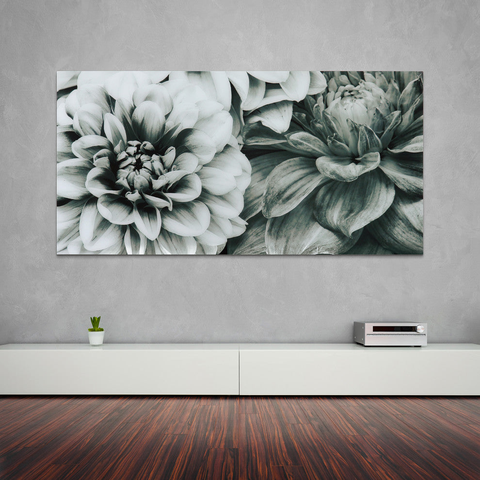 "Blossoms" Flower Wall Art Frameless Free Floating Tempered Glass