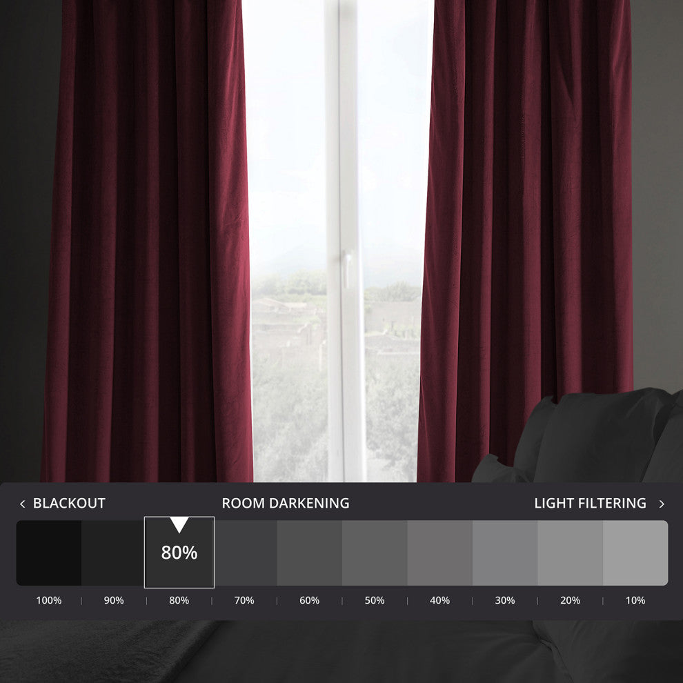 Heritage Plush Velvet Curtain Single Panel, Dark Merlot, 50"x96"