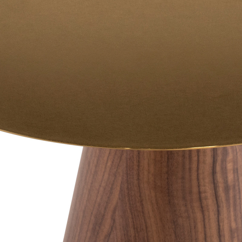 Iris 20-inch Side Table in Walnut and Brushed Gold