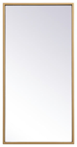Home Living Metal Frame Rectangle Mirror 14"x28", Brass