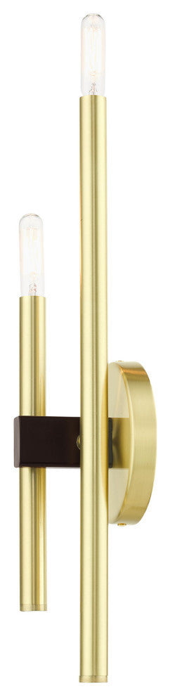 Satin Brass Mid Century Modern, Urban, Scandinavian, Minimal Double Sconce