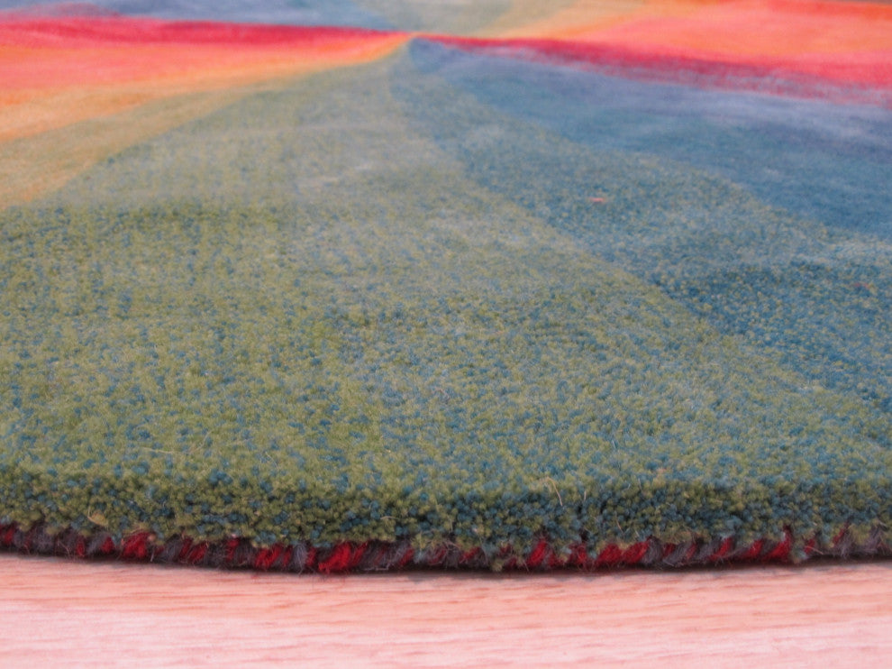 Hand-Tufted Wool Lollipop Contemporary Abstract Swirl Rug, 4' Round