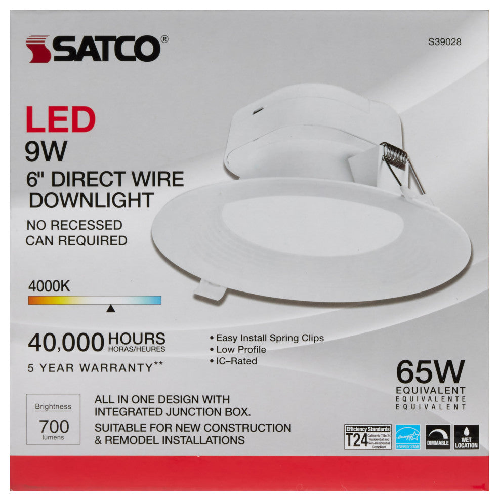 9 Watt LED Downlight - 5-6 in. - 4000K - 120 Volt - Dimmable