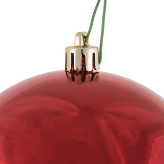 Vickerman N591503DSV 6" Red Shiny Ball Ornament, 4 per Bag