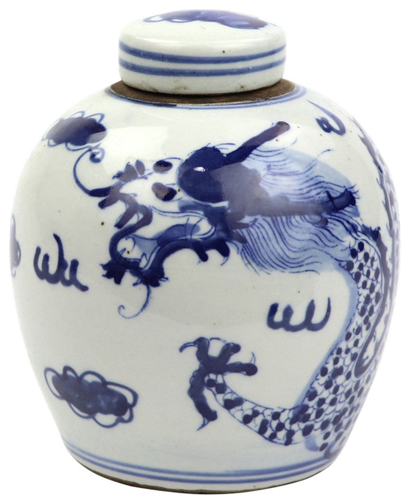 Blue & White Tiny Lid Mini Jar Dragon