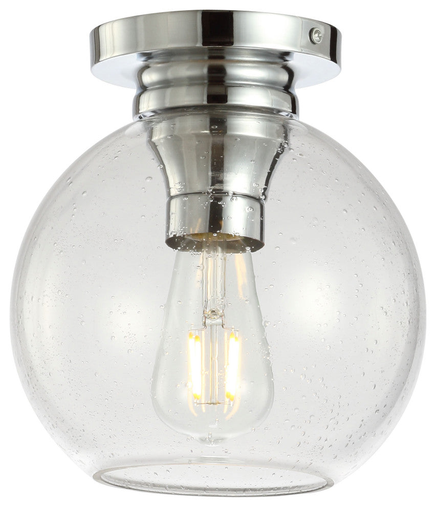 Atlas 7.75" Metal and Glass LED Flush Mount, Chrome