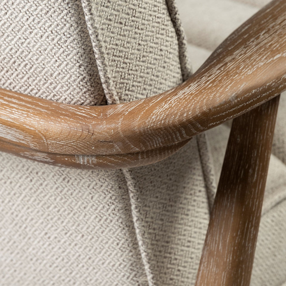 Ajax II Cream Fabric w/ Medium Brown Solid Wood Frame Accent Chair