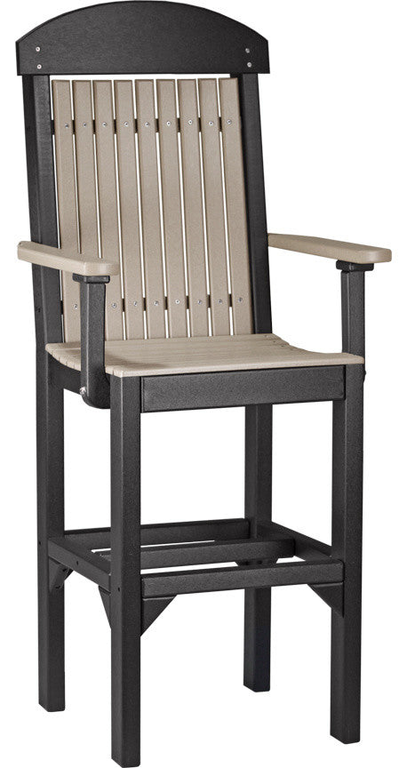 Set of 4 Poly Dining Chairs, Weatherwood & Black, Bar Height, Arm Chair