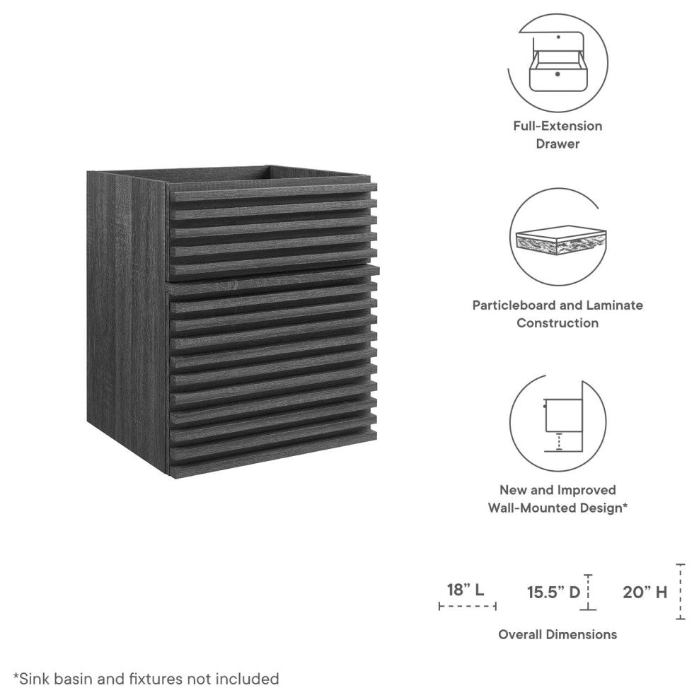 Render 18" Wall-Mount Bathroom Vanity Cabinet, Charcoal