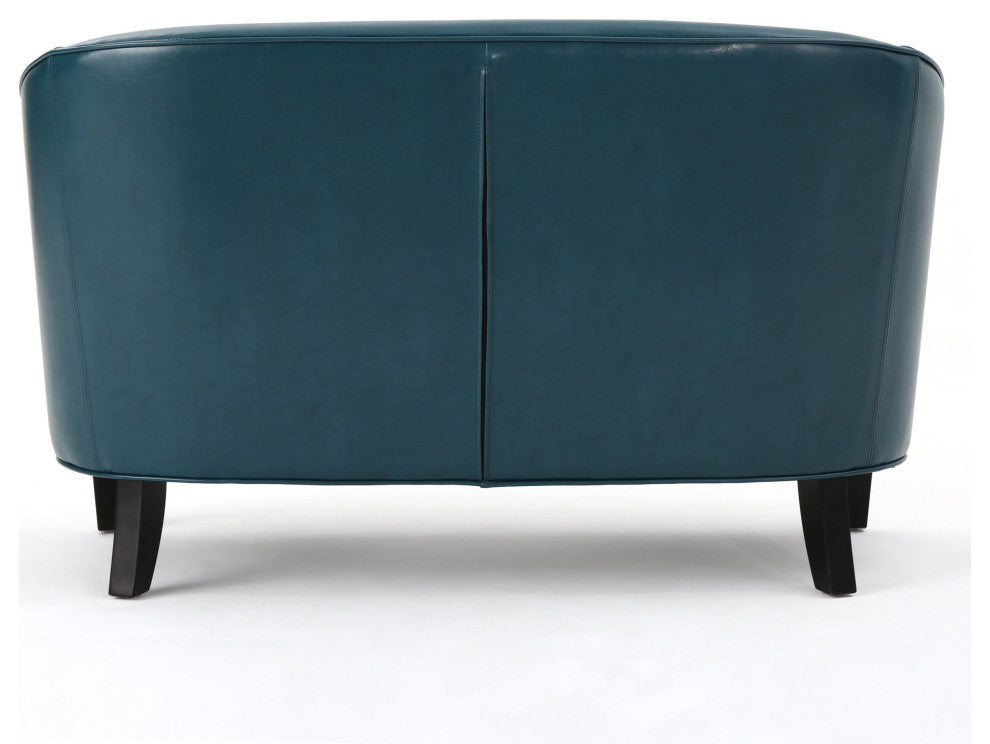 GDF Studio Isolde Modern Petite Loveseat, Teal Leather