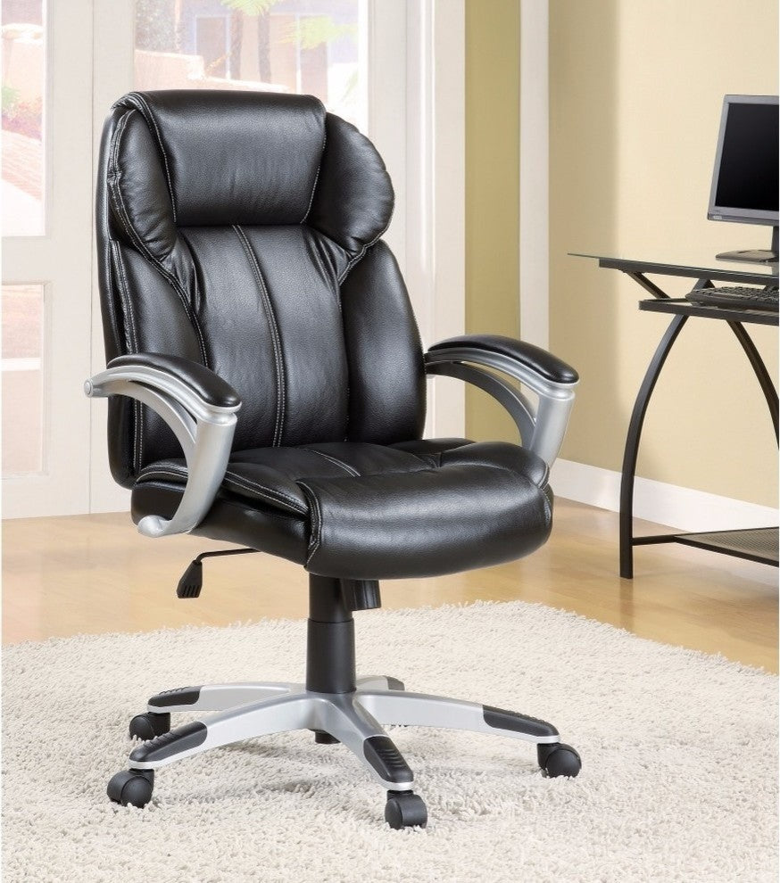Executive High-Back Leather Chair, Black