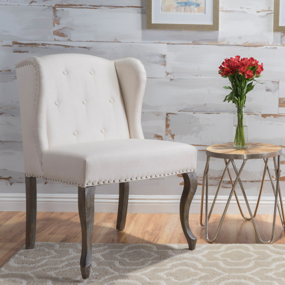 GDF Studio Asheville Modern Fabric Wingback Chair, Beige
