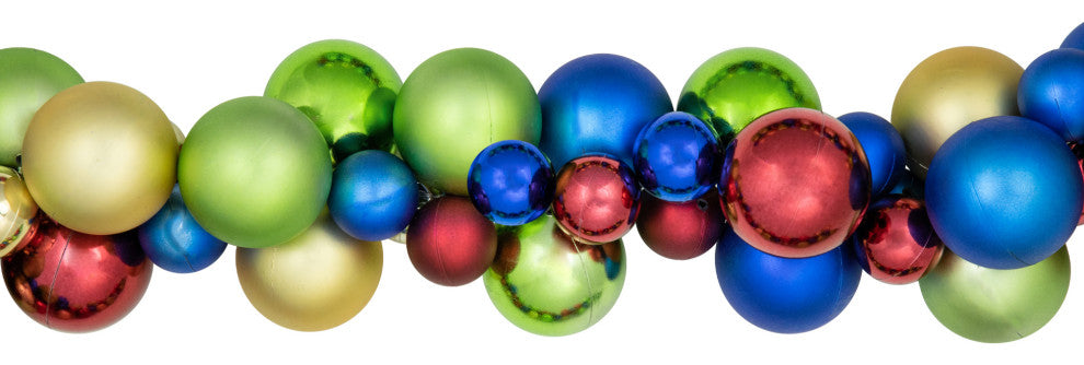 6'' Multi-Color 2-Finish Shatterproof Ball Christmas Garland