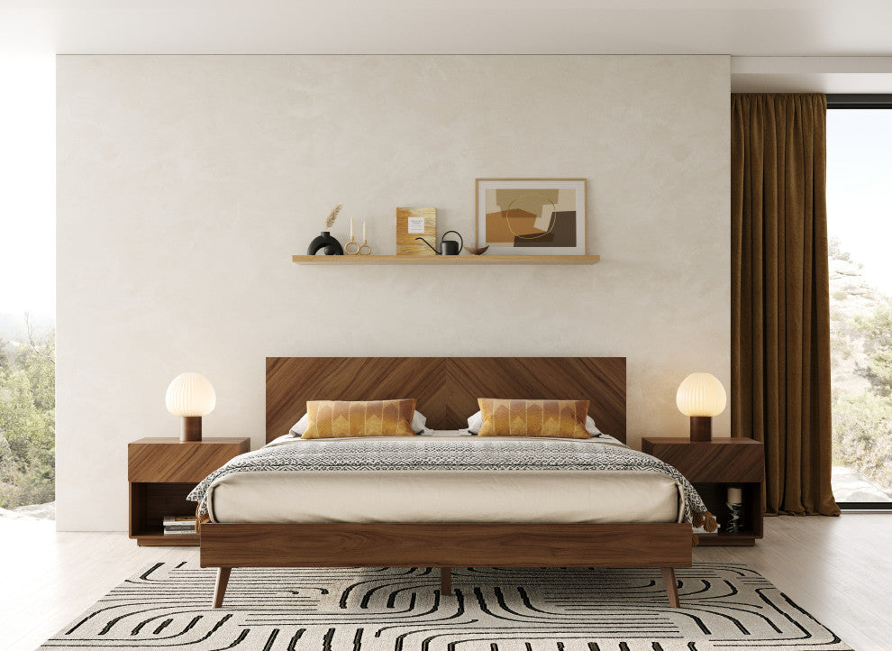 Nova Domus Kamela -Modern Walnut Bedroom Set, Eastern King