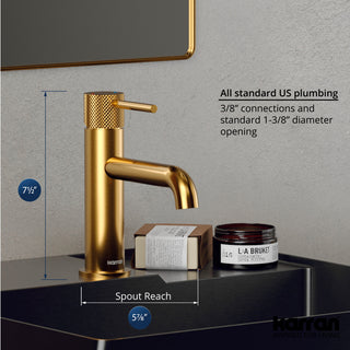 Karran 1-Handle 1-Hole Bathroom Faucet With Pop-up Drain, Gold