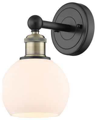Edison Athens 1-Light 6" Sconce, Black Antique Brass, Matte White