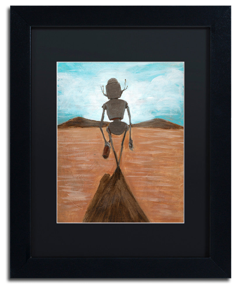 ''A Long Walk'' Matted Framed Art, Black Frame, Black Matte, 14x11