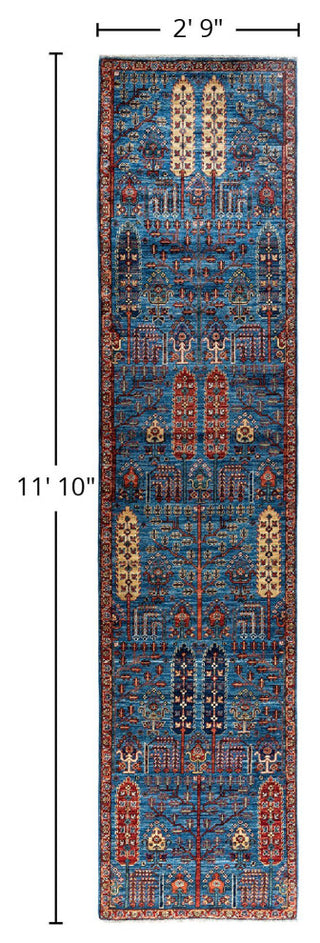 Serapi One-of-a-Kind Hand-Knotted Runner Rug Light Blue, 2' 9" x 11' 10"
