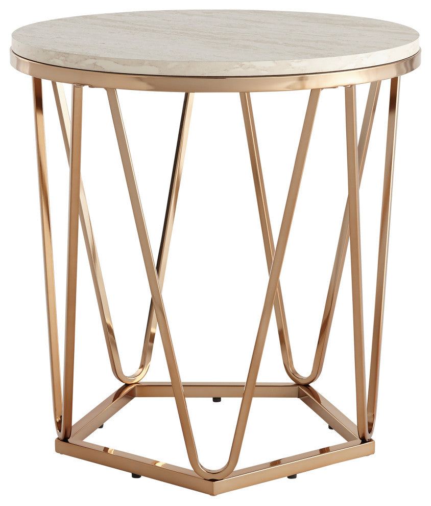 Dorking Faux Stone Round End Table