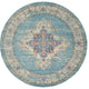 8' Light Blue Round Southwestern Power Loom Area Rug