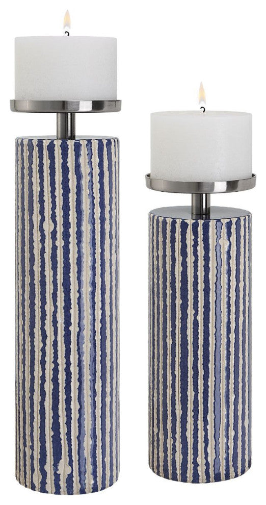 Uttermost Havana Blue Candleholders, Set of 2