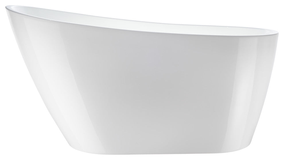 Vanity Art Freestanding Acrylic Soaking Bathtub, Pure White, 55"
