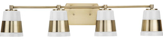 Haven Collection Four-Light Vintage Brass Opal Glass Luxe Industrial Bath Light