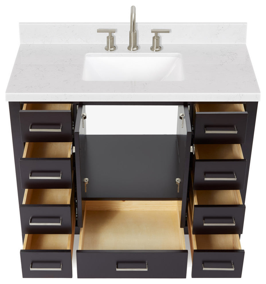 Ariel Cambridge 42" Single Rectangle Sink Vanity, Carrara Quartz