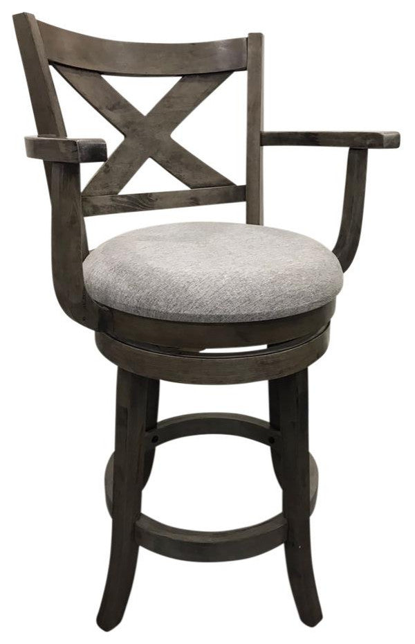 Essex Deluxe Swivel Barstool - Set of 2 - Gotham Grey - Grey Upholstery