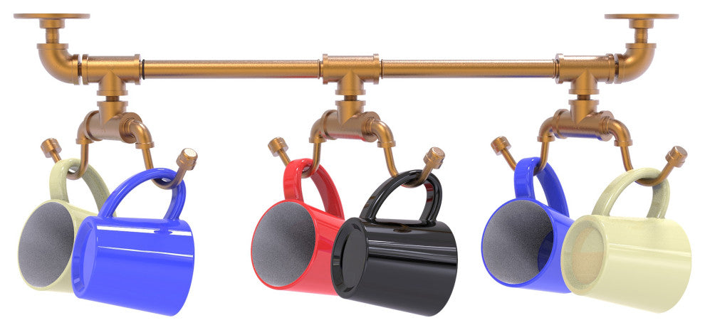 Pipeline Under Cabinet 6 Coffee Mug Rack, Brushed Bronze