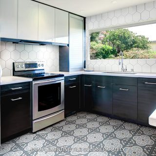 HexTile Ceramic Floor and Wall Tile, Glossy White, Sample