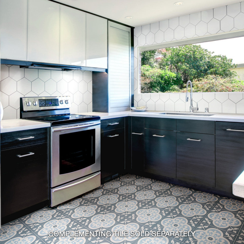 HexTile Ceramic Floor and Wall Tile, Glossy White, Sample
