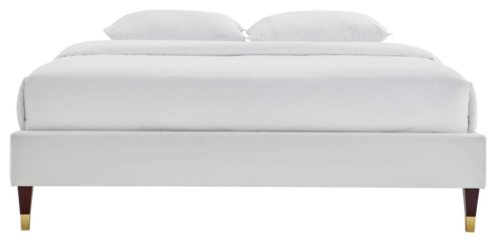Harlow King Performance Velvet Platform Bed Frame-Light Gray