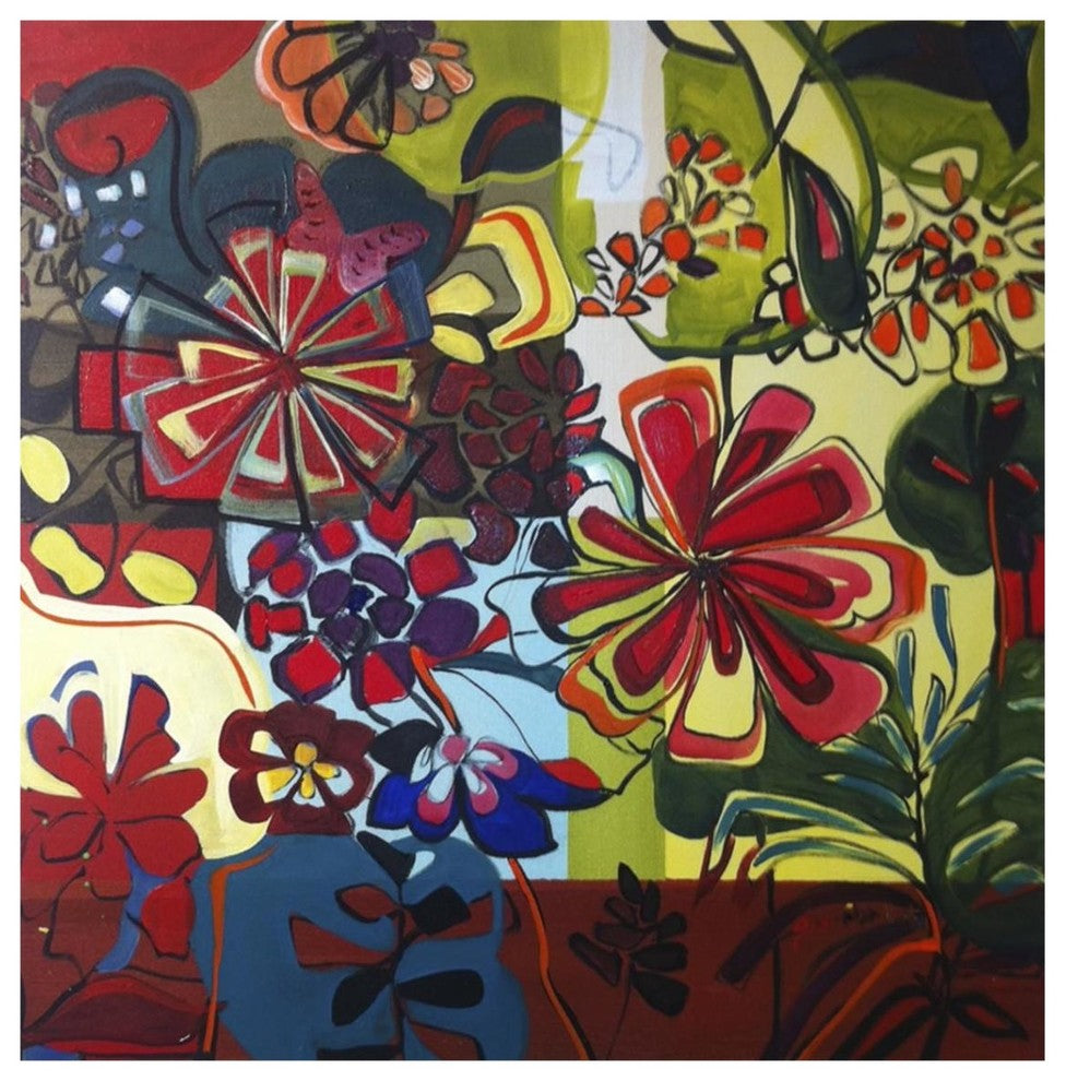 "Meet Me in the Garden" Digital Paper Print by Joan Elan Davis, 38"x38"