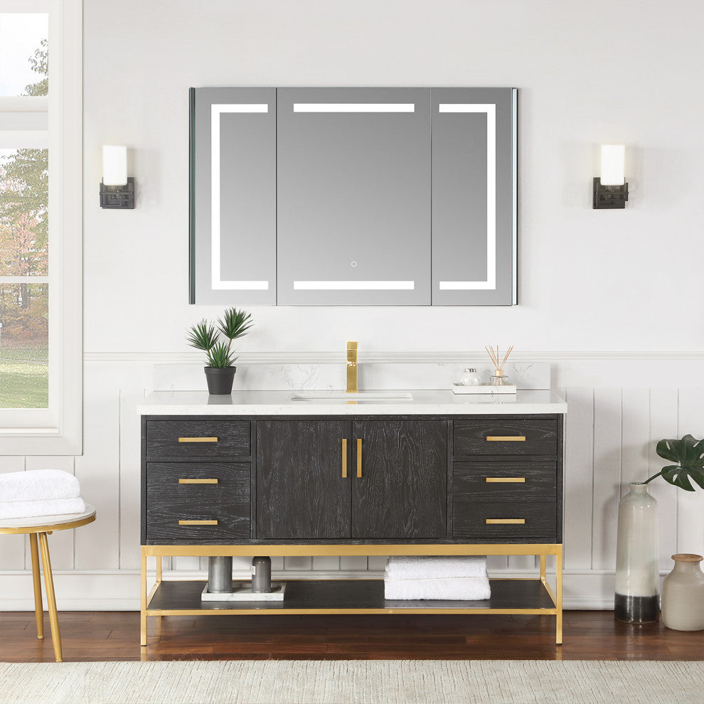 Bojano Frameless Surface-Mount/Recessed LED Lighted Medicine Cabinet, 48"