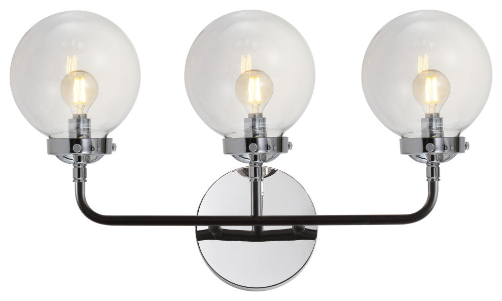 Caleb 1-Light Brass Wall Sconce, Chrome/Black, 3 - Light(s)