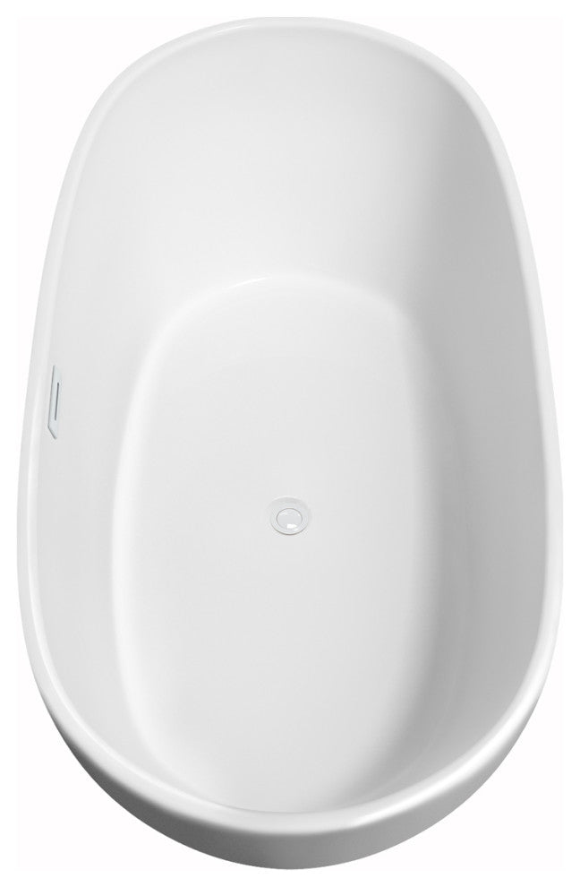 Rebecca 60 to 70" Freestanding Bathtub with options, Shiny White Trim, 60 Inch, No Faucet