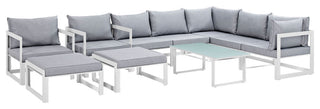 White Gray Fortuna 10 Piece Outdoor Patio Sectional Sofa Set