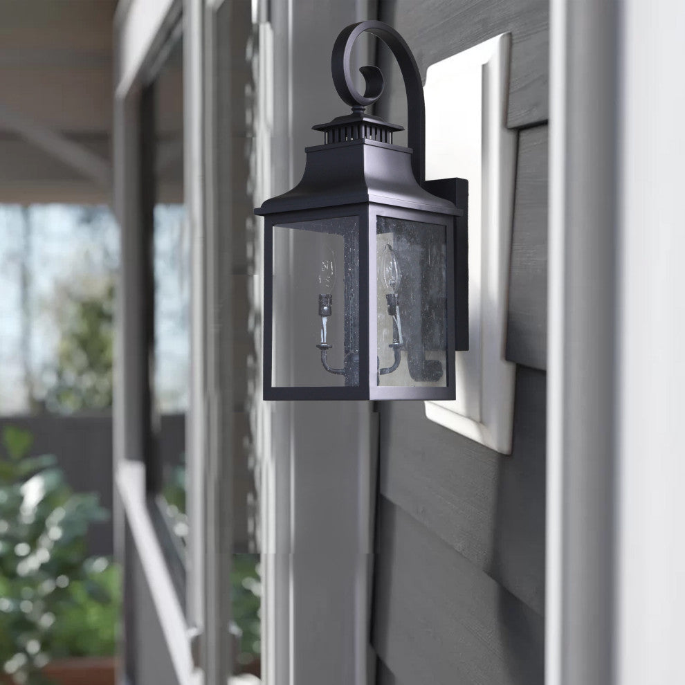 Morgan Outdoor Wall Mounted Lighting, Black, 2-Light